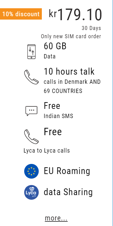 All in One Plus KR 179 Lycamobile Plan For Denmark